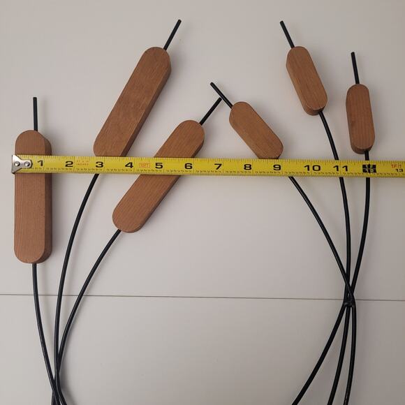 Wooden Cattails Stems Floral Picks Wall Art MCM Rustic Decor Swamp Country Decor - Picture 6 of 6